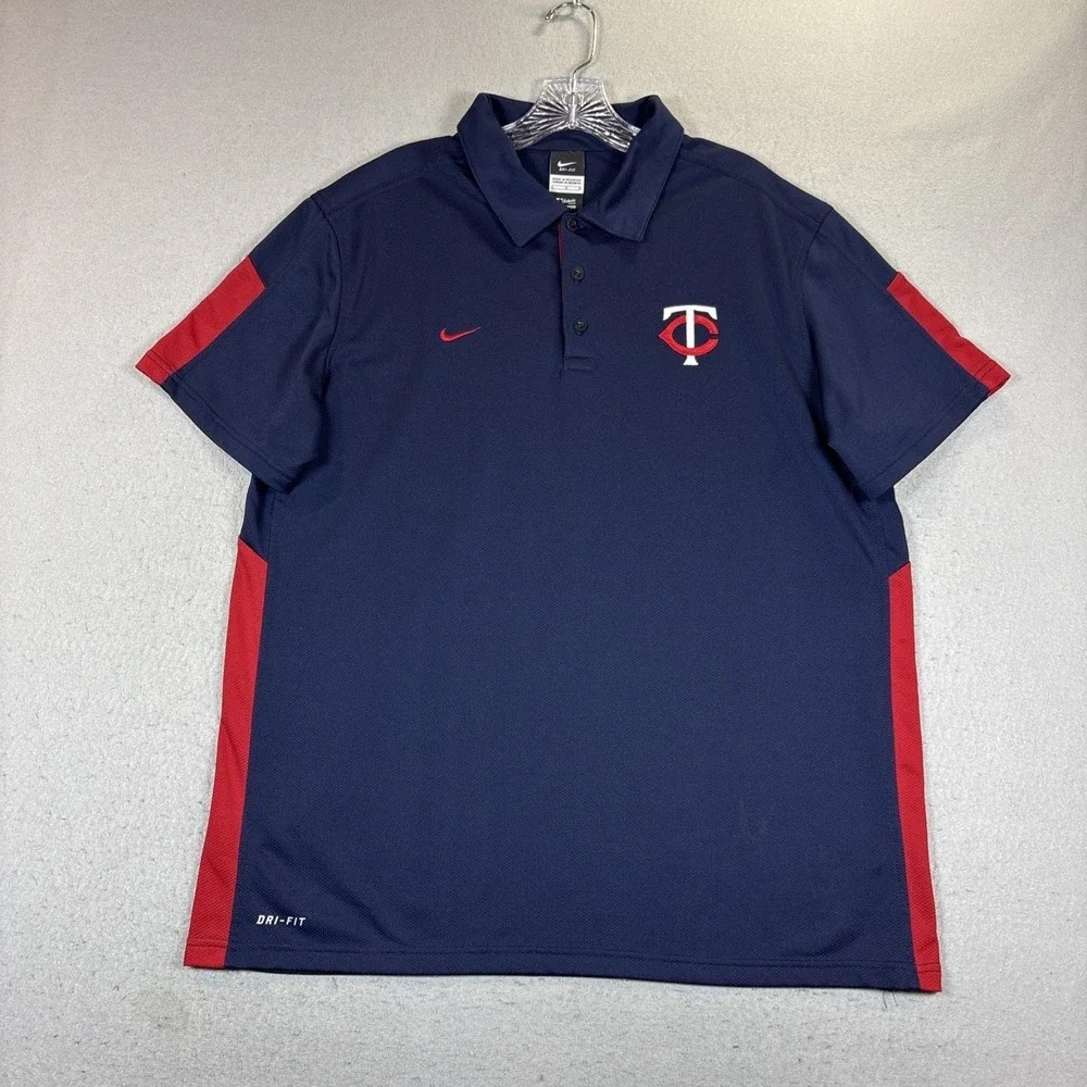 Minnesota Twins Nike Polo‎ Shirt Men's Large Dri-Fit Embroidered Logo Polyester